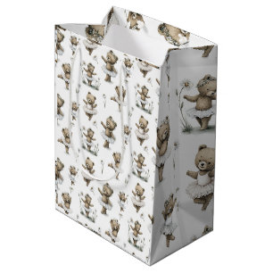Bolsa De Regalo Mediana Diseño de oso bailarín de acuarela adorable con tu