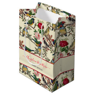 Bolsa De Regalo Mediana Diseño de pájaros del libro de cráteres de bonito 