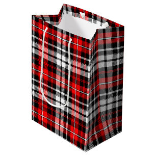 Bolsa De Regalo Mediana Diseño de patrón de tartán a cuadros rojos negros