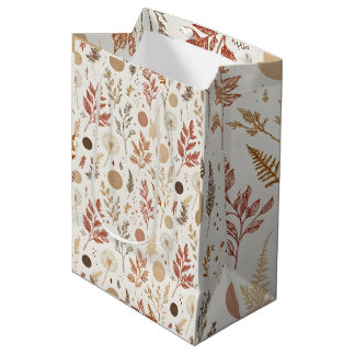 Bolsa De Regalo Mediana Diseño de patrón floral boho botánico 396