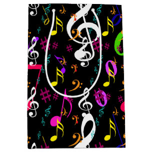 Bolsa De Regalo Mediana Diseño de patrones de símbolos musicales