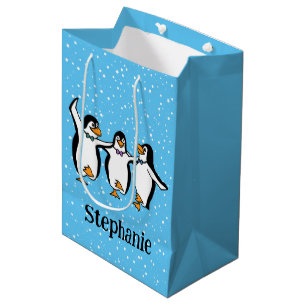 Bolsa De Regalo Mediana Diseño de pingüinos bailando