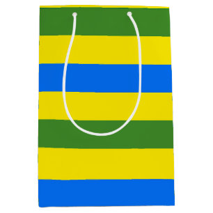 Bolsa De Regalo Mediana Diseño de rayas azules verdes y amarillas