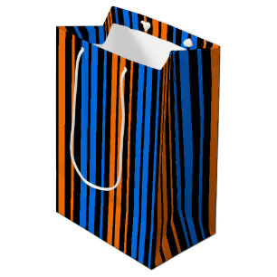 Bolsa De Regalo Mediana Diseño de rayas verticales de naranja azulada