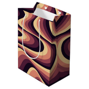 Bolsa De Regalo Mediana Diseño de remolinos abstractos púrpura, rosa y bei