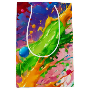 Bolsa De Regalo Mediana Diseño de salpicaduras de pintura húmeda colorida