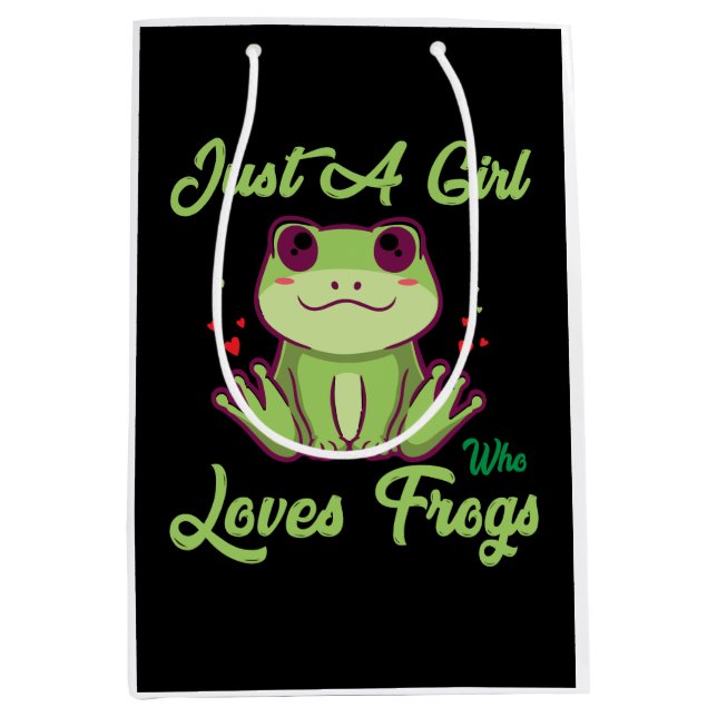 Bolsa De Regalo Mediana diseño de sólo-chica-a-ranas (Anverso)