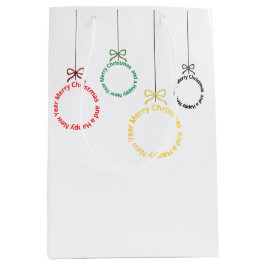 Bolsa De Regalo Mediana Diseño de Texto de Adornos de Navidad
