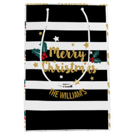 Bolsa De Regalo Mediana Diseño de texto para Purpurina de oro de moda navi