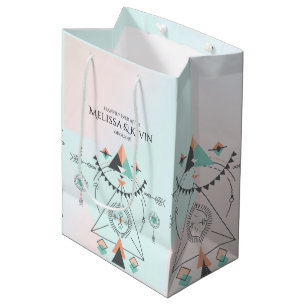 Bolsa De Regalo Mediana Diseño de Tótem Geométrico Tribal Colorful