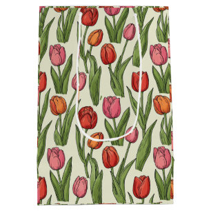 Bolsa De Regalo Mediana Diseño de tulipanes rojos
