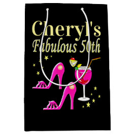 BOLSA DE REGALO MEDIANA DISEÑO DIVA DE 50 CUMPLEAÑOS DE ROSA POPULAR