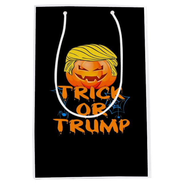 Bolsa De Regalo Mediana Diseño divertido de Trumpkin para Halloween (Anverso)
