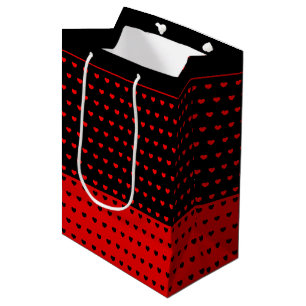 Bolsa De Regalo Mediana Diseño elegante Corazón Negro y Rojo, Elegante