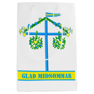 Bolsa De Regalo Mediana diseño escandinavo, midsommar alegre personalizad