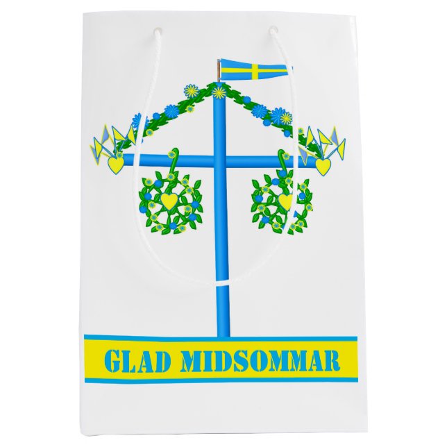 Bolsa De Regalo Mediana diseño escandinavo, midsommar alegre personalizada (Anverso)