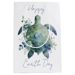 Bolsa De Regalo Mediana Diseño Feliz Día de la Tierra Tortuga