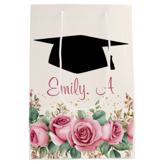 Bolsa De Regalo Mediana Diseño floral de graduación personalizada