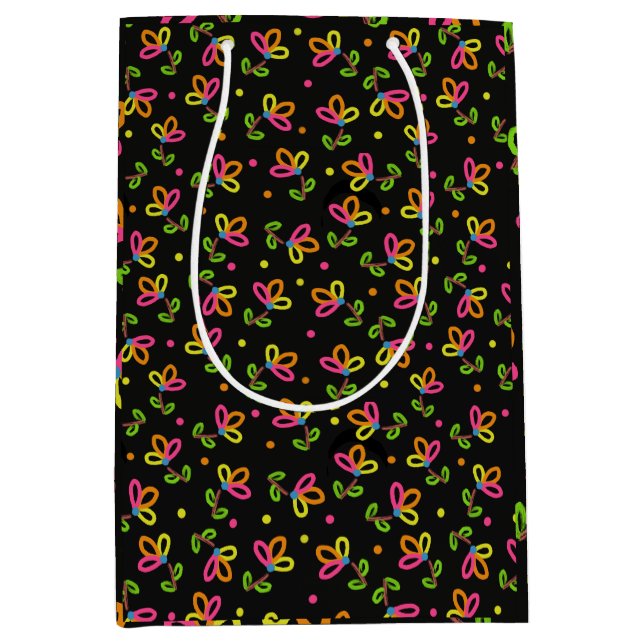 Bolsa De Regalo Mediana Diseño floral multicolor (Anverso)