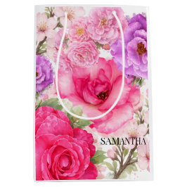 Bolsa De Regalo Mediana Diseño Floral Personalizado