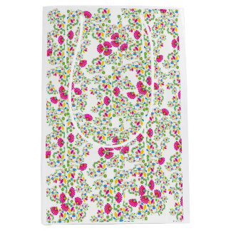 Bolsa De Regalo Mediana Diseño floral rojo y blanco