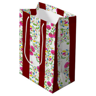Bolsa De Regalo Mediana diseño floral rojo y blanco