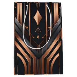 Bolsa De Regalo Mediana Diseño geométrico de cobre y plata Art Deco