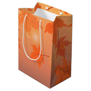 Bolsa De Regalo Mediana Diseño otoñal con hojas de arce y efecto bokeh