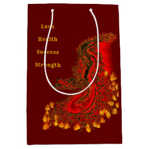 Bolsa De Regalo Mediana Diseño rojo y dorado de China Dragon