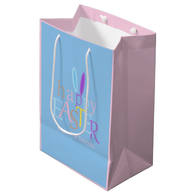 Bolsa De Regalo Mediana Diversión personalizada Feliz Pascua Conejito con  (Angulo Anverso)