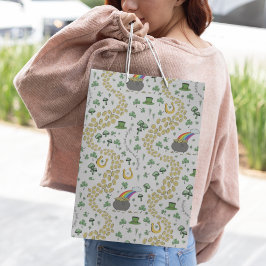 Bolsa De Regalo Mediana Diversión St Patricks Día Verde Shamrock Leprechau