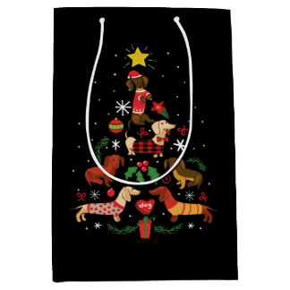 Bolsa De Regalo Mediana Divertido árbol de Navidad Dachshund