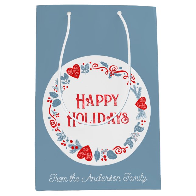 Bolsa De Regalo Mediana Divertido festividad feliz vacaciones familiares n (Anverso)