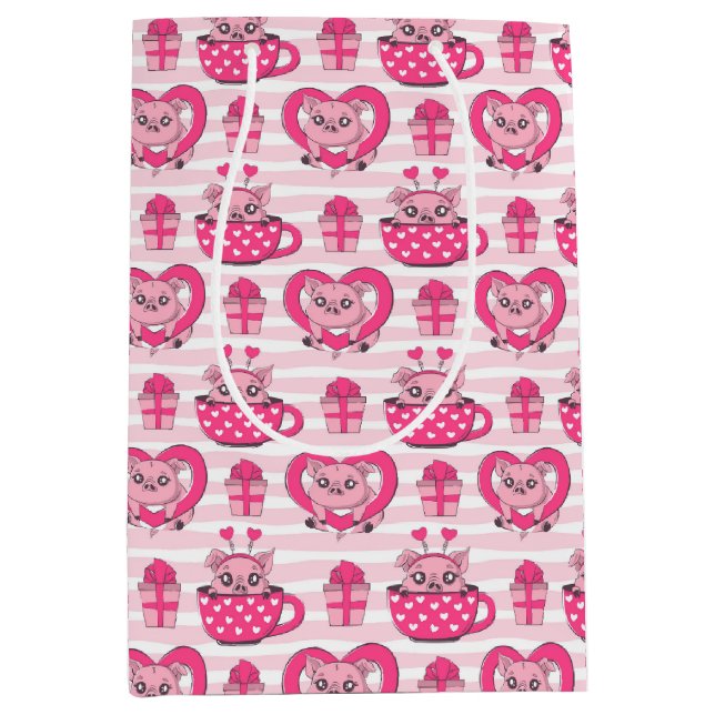 Bolsa De Regalo Mediana Divertido pig Love Pun (Anverso)