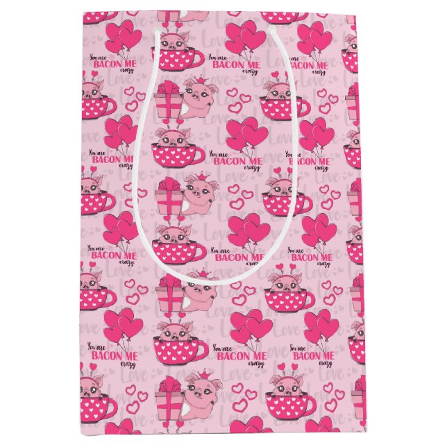 Bolsa De Regalo Mediana Divertido pig Love Pun (Anverso)