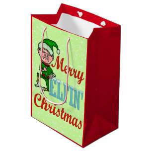 Bolsa De Regalo Mediana Divertidos Navidades de Merry Elfin Bah Humbug