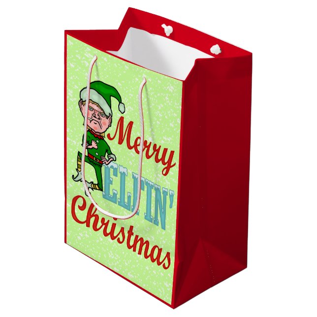 Bolsa De Regalo Mediana Divertidos Navidades de Merry Elfin Bah Humbug (Angulo Anverso)