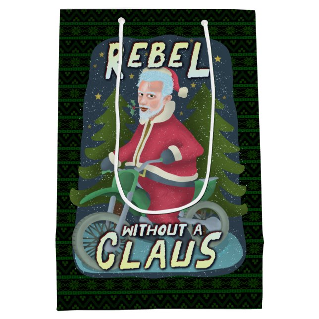 Bolsa De Regalo Mediana Divertidos Navidades de Santa Claus Humor (Reverso)