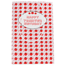 Bolsa De Regalo Mediana Diviértete Cumpleaños Feliz Patrón Tomate Rojo Ado