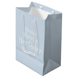 Bolsa De Regalo Mediana DIY Name Happy Birthday Pastel Blue