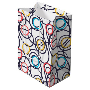 Bolsa De Regalo Mediana Dizzy Doodle Círculos En Blanco