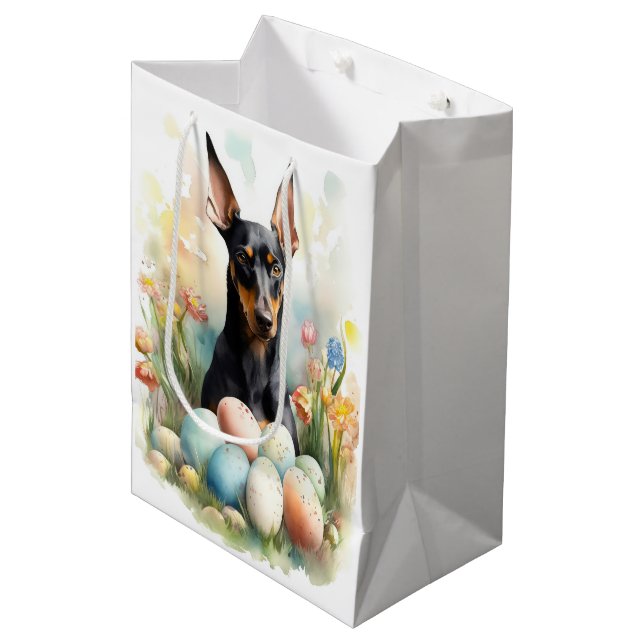 Bolsa De Regalo Mediana Doberman con huevos de Pascua (Angulo Anverso)