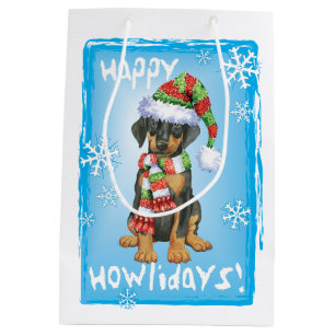 Bolsa De Regalo Mediana Doberman feliz de Howlidays