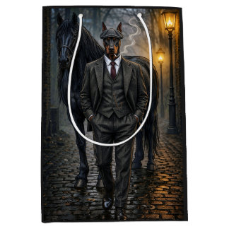 Bolsa De Regalo Mediana Doberman Gángster Blanco