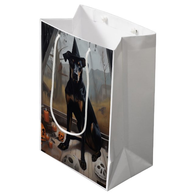 Bolsa De Regalo Mediana Doberman Pumpkins Halloween Scary (Angulo Anverso)