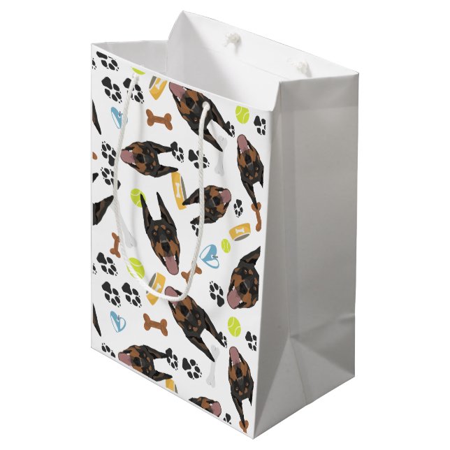 Bolsa De Regalo Mediana Doberman sonriente del perro (Angulo Anverso)