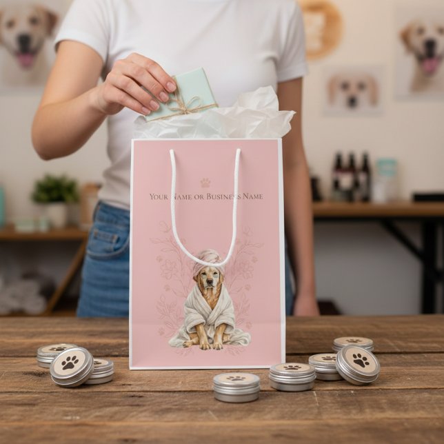 Bolsa De Regalo Mediana Dog Gromer Spa Cute Dog Personalized Pink Gift Bag (Subido por el creador)
