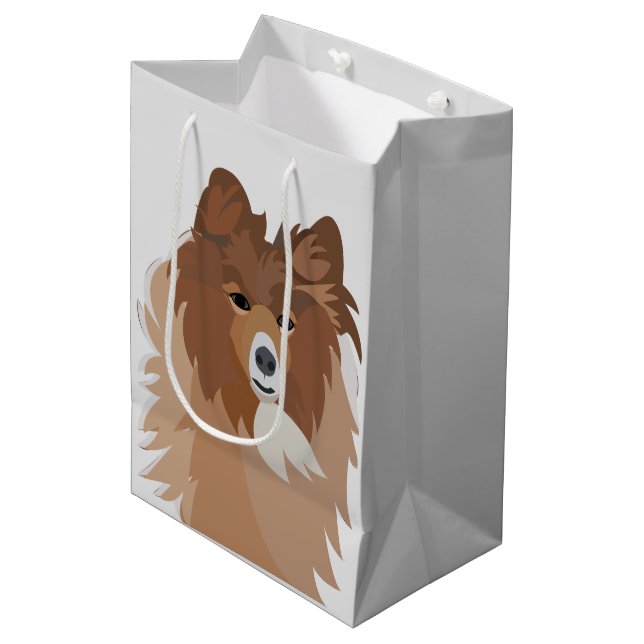 Bolsa De Regalo Mediana Dog Mascota Sheltie Dog (Angulo Anverso)