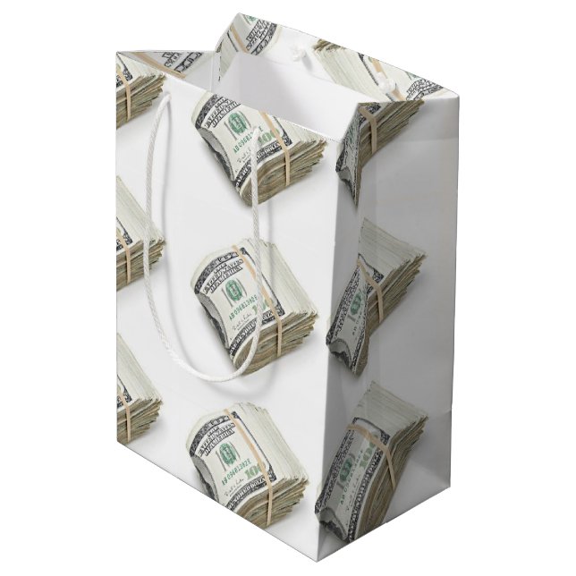 Bolsa De Regalo Mediana Dollars (Angulo reverso)