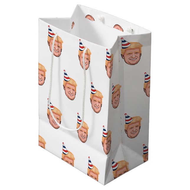 BOLSA DE REGALO MEDIANA DONALD TRUMP CUMPLEAÑOS (Angulo Anverso)
